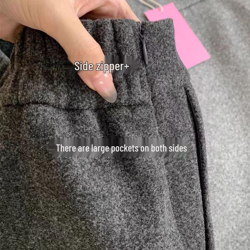 Gray Wool A-line High Waist Short Skirt for Women - 2025 Autumn/Winter Collection