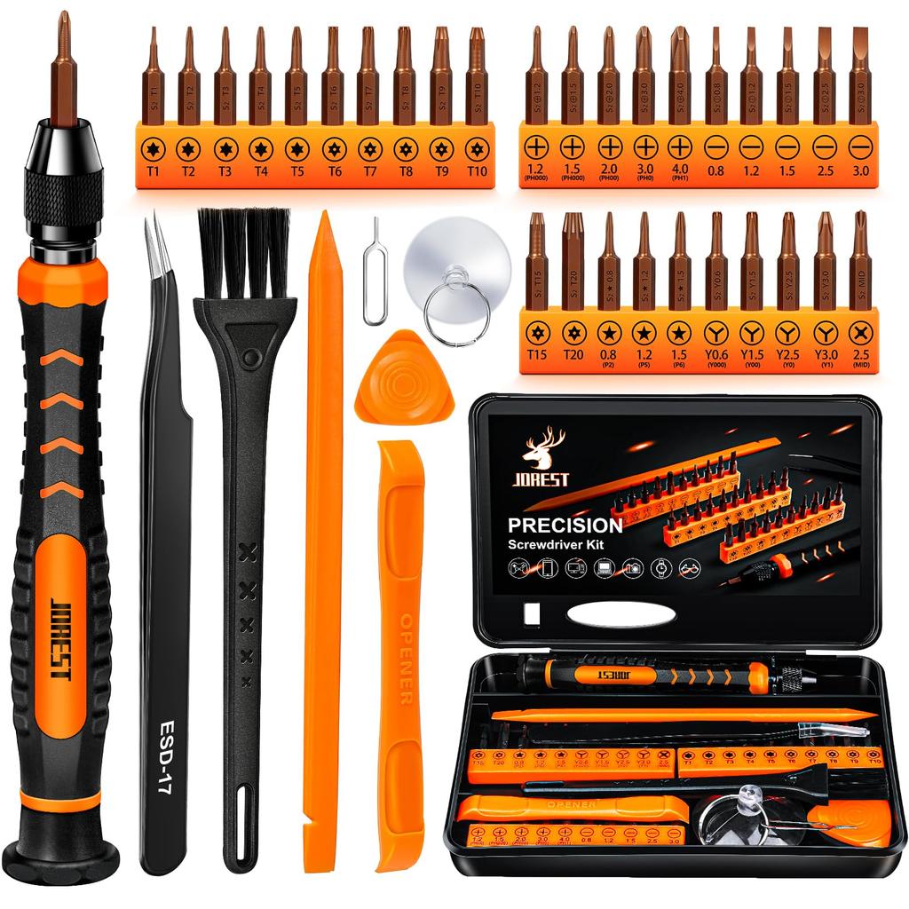 JOREST 38dílná sada přesných šroubováků, DIY nářadí, trojúhelníkový šroubovák ve tvaru Y Y000Y00Y0Y1, Torx T1 T2 T3 T4 T5, T6 T7 T8 T9 T10 T15 T20,
