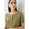 Women's Mulberry Silk Blend Striped Short Sleeve T-Shirt