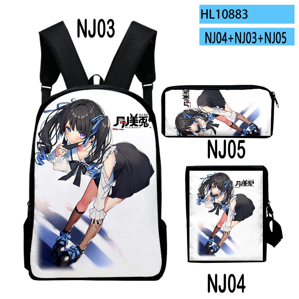 Popular VTuber Tsukino Mito Anime 3D Print 3pcs/Set pupil School Bags Laptop Daypack Backpack Inclined shoulder bag Pencil Case