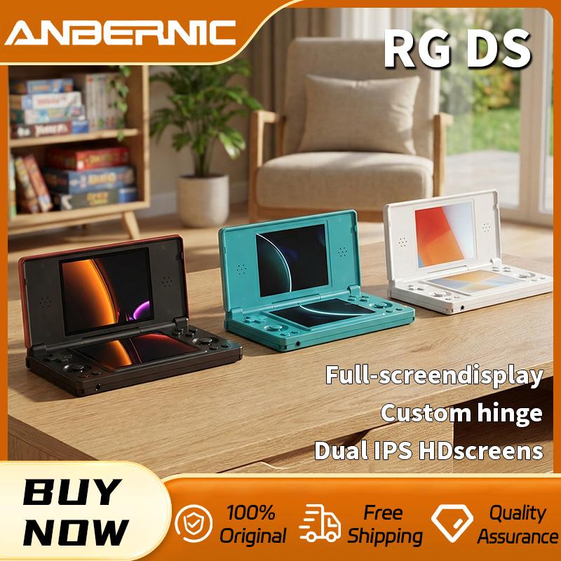 2026 Hot Sale Anbernic RG DS Handheld Game Console 4" IPS Dual Screen Android 4000mAh Flip Video Games Player