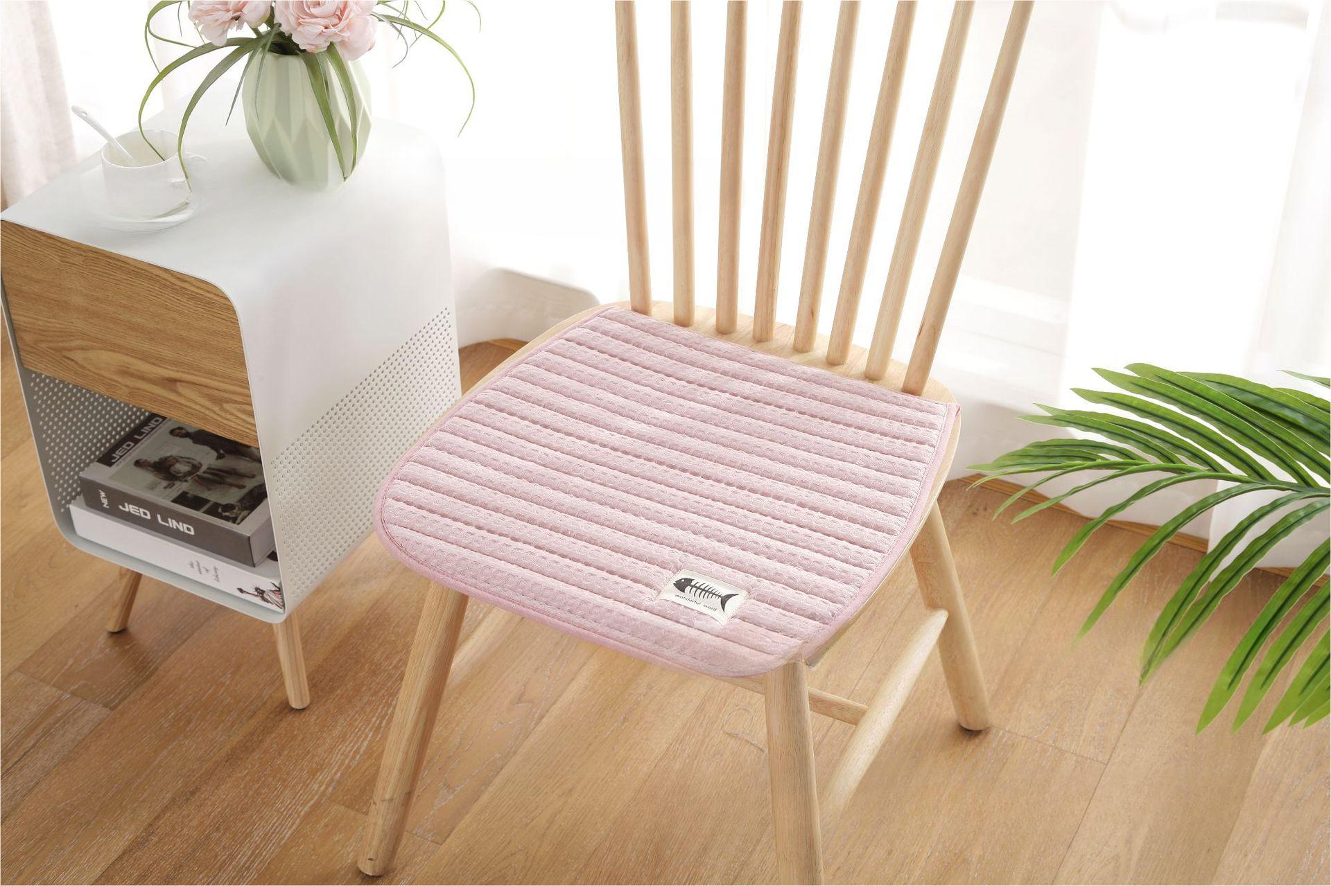 

Four Seasons Breathable Chair Cushion Waffle Solid Color Cotton Seat Cushion Long Sitting Office Chair Non Slip Car Seat Cushion розовый