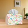 1pc 2D Flat Printed Joyful Face Rainbow Flower Fun-Themed Tissue Box, Suitable for Children's Rooms, Kindergartens, Amusement Parks, and Parent-Child 