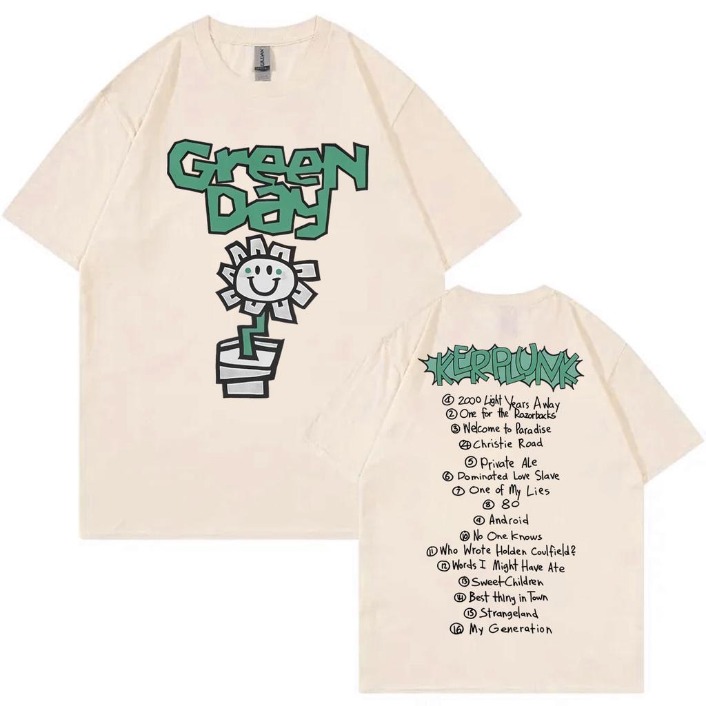 Rock Band Green Day Kerplunk Album Merch Trička Pánské Dámské Oblečení Móda Hip Hop Tričko Letní Ležérní Tričko s Krátkým Rukávem
