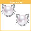 Hot Selling Fashionable Pearl Cat Diamond Earrings