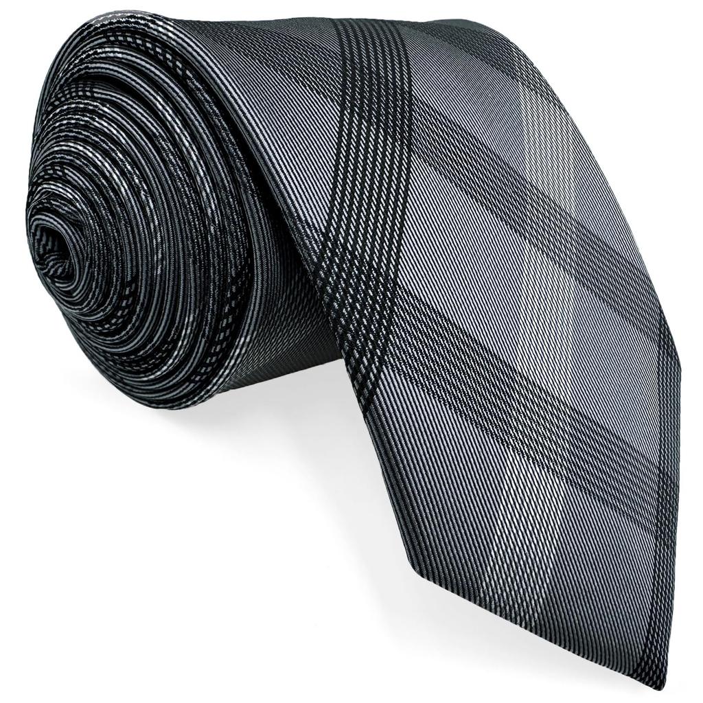 Shlax&Wing Striped Gray Check Men's Silk Tie Formal Business Long