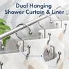 Premium-Metal Shower Curtain Hooks Rings Double Hook 24 Pcs Shower Curtain Hangers For Bathroom Shower Curtain Rod