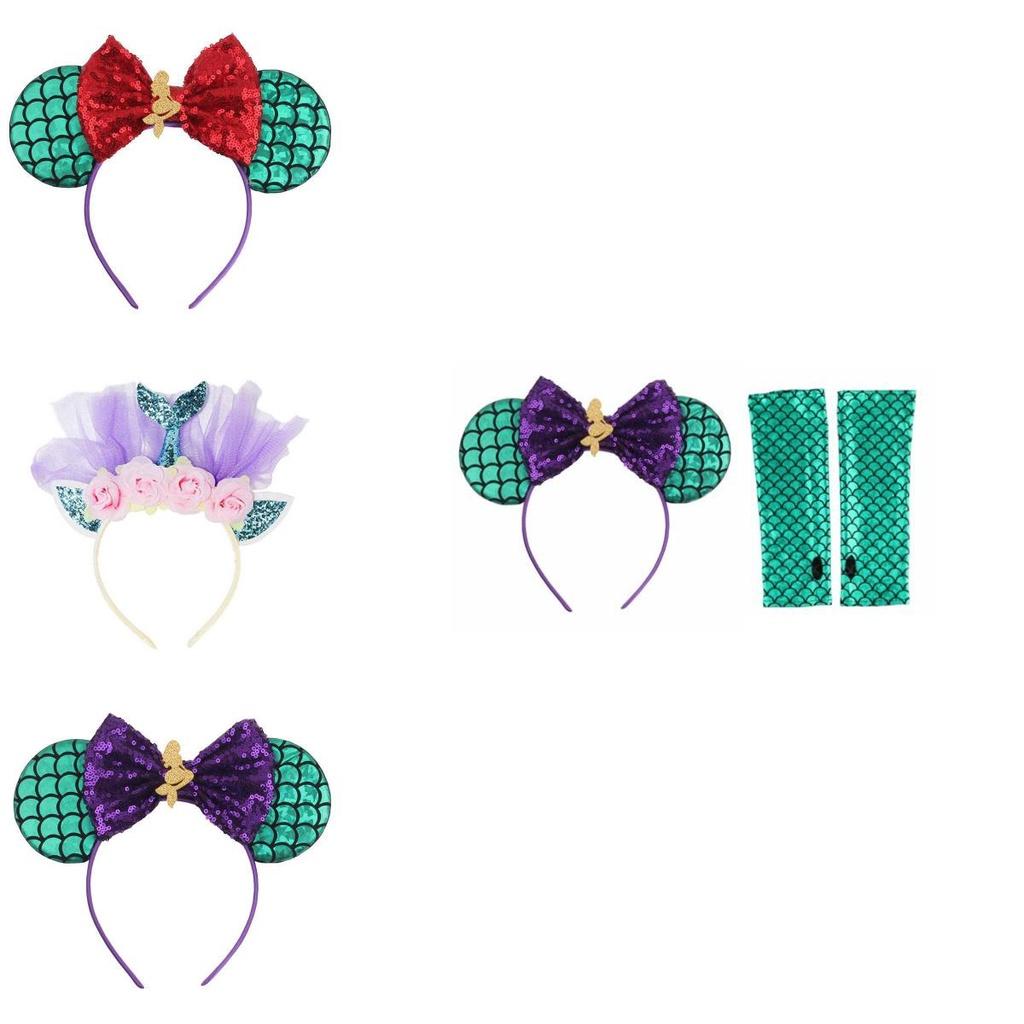 Cute Mermaid Princess Crown Magic Wand Headband For Girls Cosplay Costume Accessory
