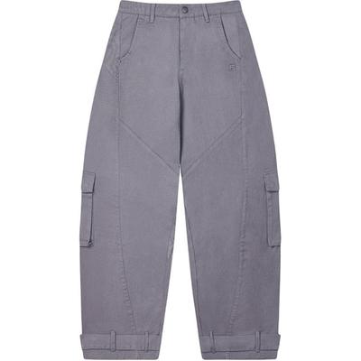 Original Cotton Multi-Pocket Loose Solid Color Outdoor Cargo Pants Women Pants Moon-Gray F51W449801F-DY