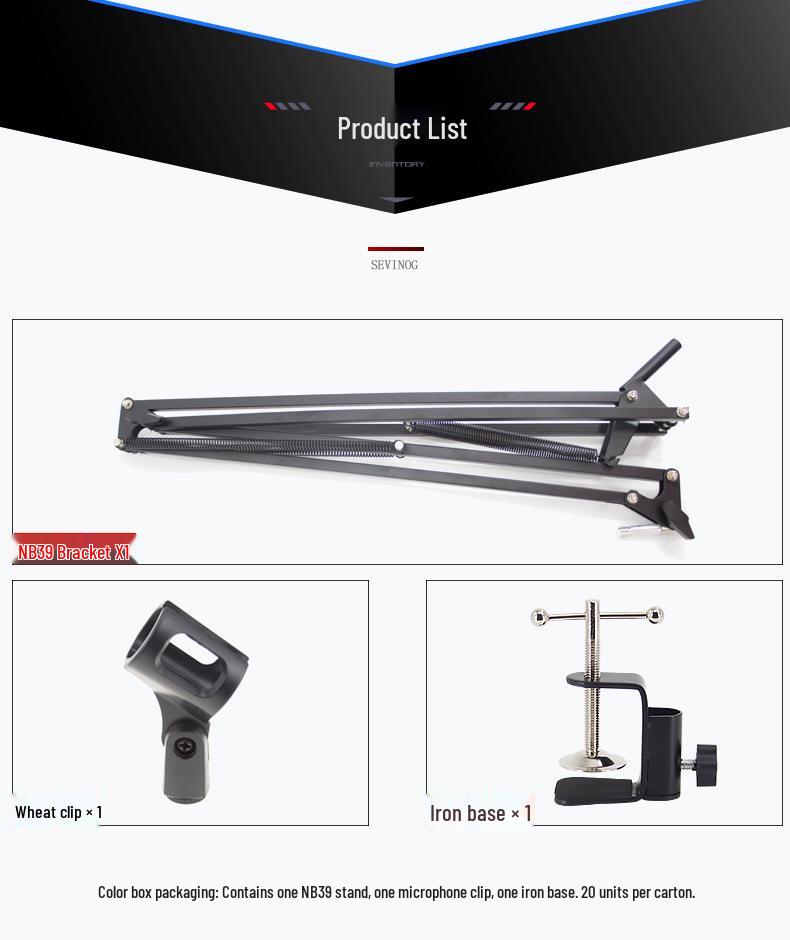 Universal NB39 Boom Arm Microphone Stand for Live Streaming and Condenser Mic - Professional Desktop Stand