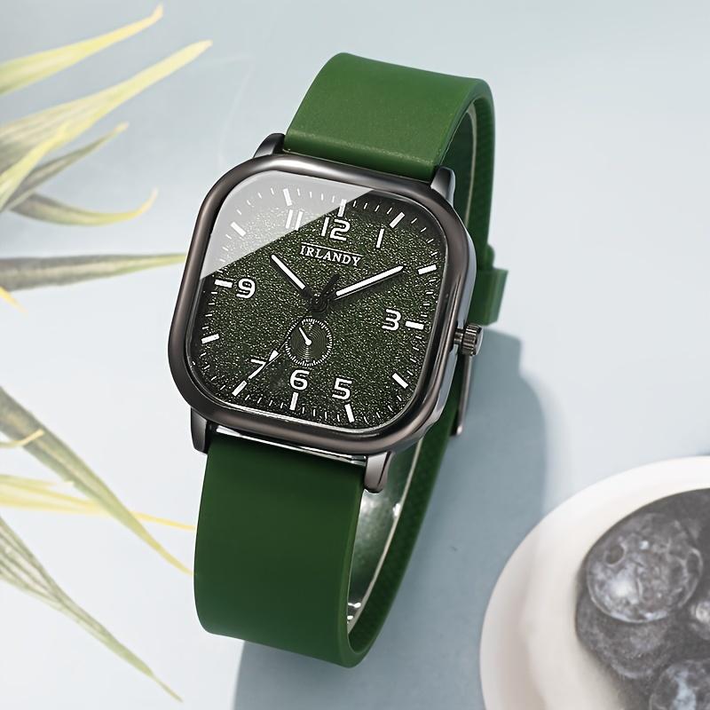 Men's Fashion Quartz Watch with A Square Dial and Silicone Strap, An Ideal Gift Suitable for Both Business and Leisure Occasions