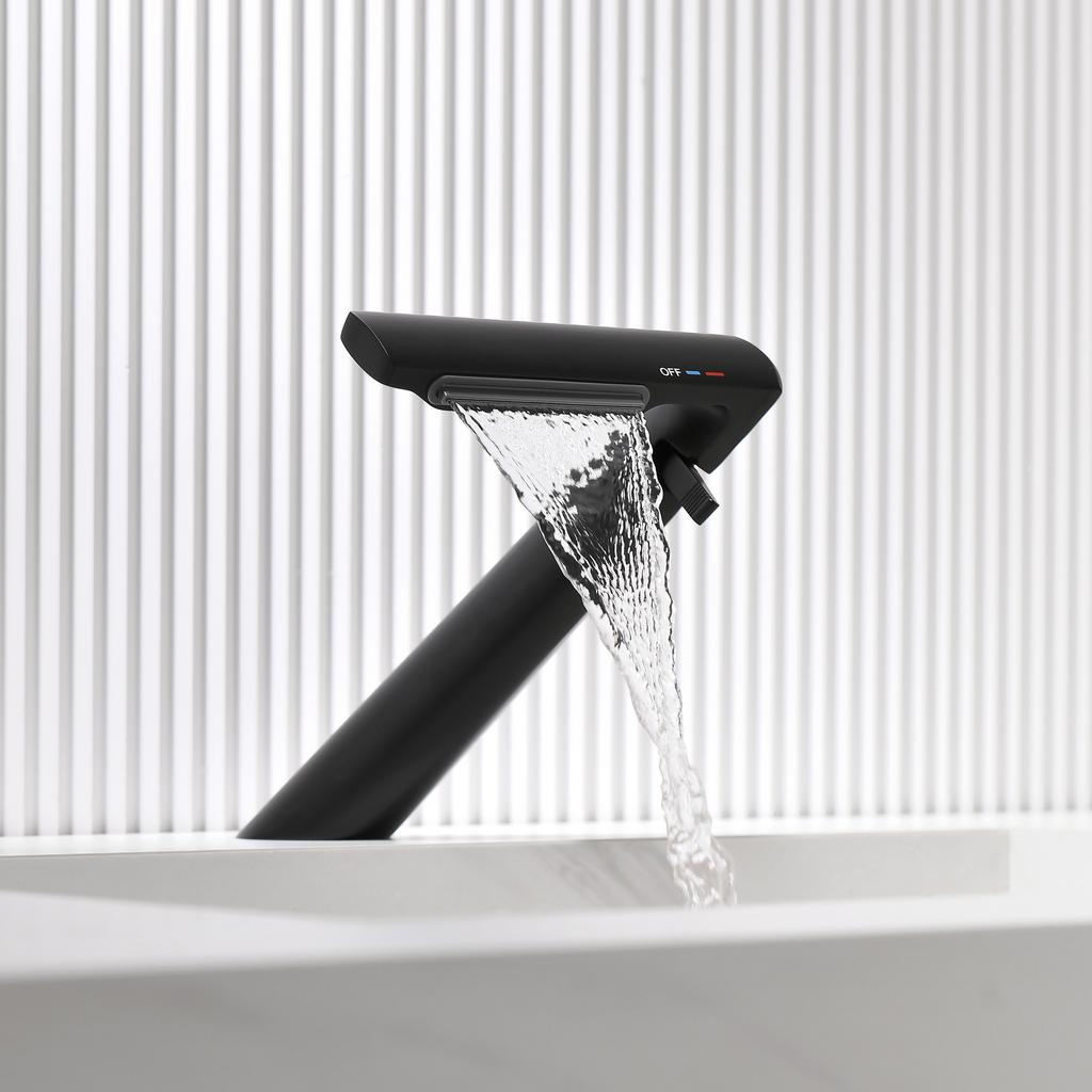 White Bathroom Basin Faucet High End Faucet Basin Waterfall Tap Sink Mixer Single Hole Mount and Single Handle White Finish Tap
