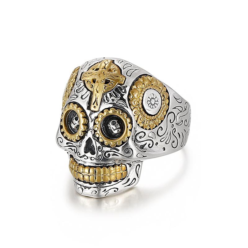 

925 Sterling Silver Punk Skull Ring SIZE:Resizable срібний