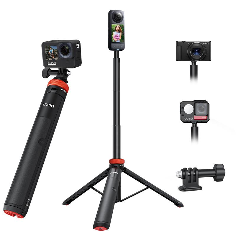 Aluminum Extend Selfie Stick Tripod Mini Portable Vlog Tripod for Gopro Hero 13 12 11 Osmo Action Insta 360 X4 X3 Action Camera