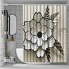 Elegant White Floral Shower Curtain, Anti-Fog, Artistic Polyester Design, Machine Washable,Modern Bathroom Upgrade