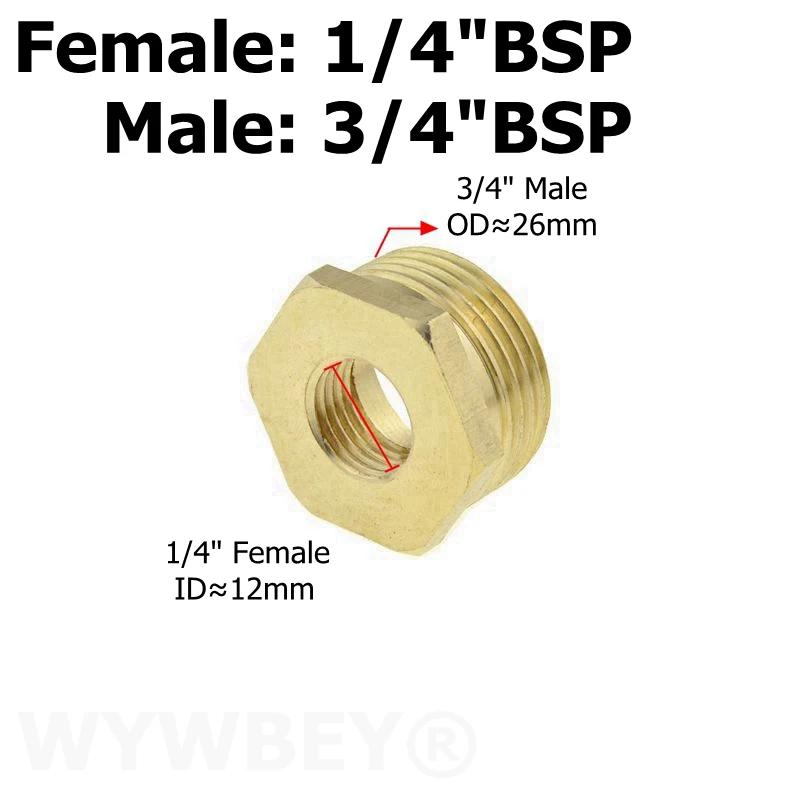 Brass Hex Bushing Reducer Pipe Fitting 1/8 1/4 3/8 1/2 3/4 F to M Threaded Reducing Copper Water Gas Adapter Coupler Connector