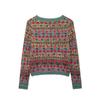 Autumn Winter Vintage Women Sweaters Fashion Single Breasted Square Collar Knitted Floral Chic Ladies Sweaters