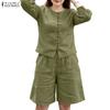 Damen Langarmbluse und Shorts Sommer Zweiteilige Anzugsets