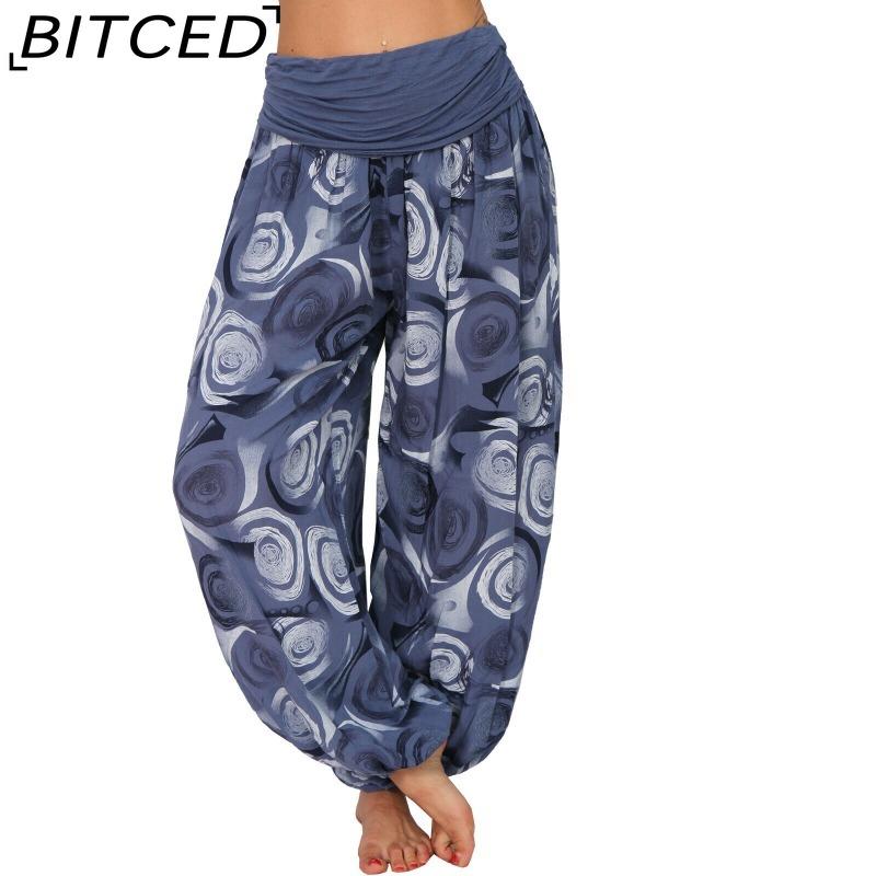 BITCED 15 Color Women Casual Elastic Waist Plus Size Print Long Trousers Straight Loose Long Pants Haren