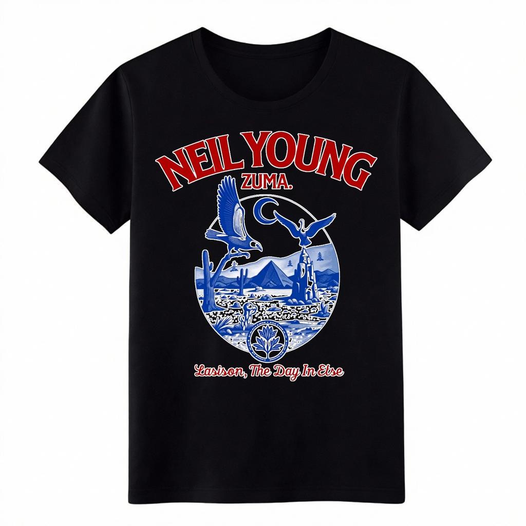 Neil Young Zuma Album T-Shirt, Vintage Rockband Grafik-T-Shirt für Musikfans