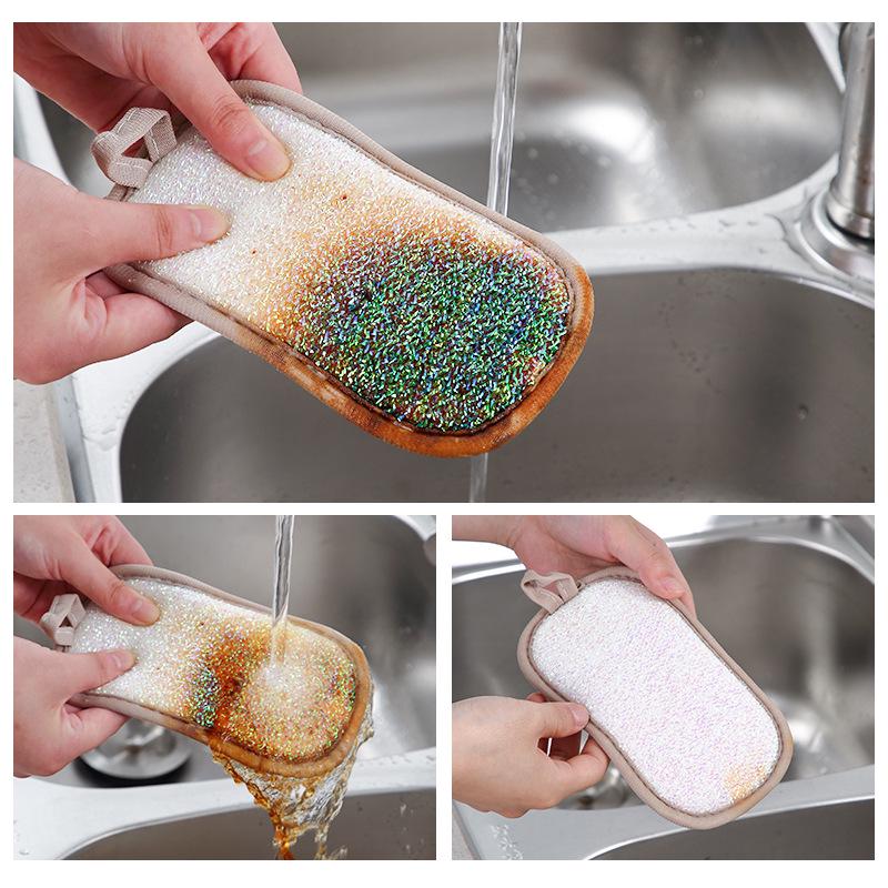 Double-Sided Magic Eraser & Scouring Pad for Non-Stick Pans - Dishcloth Decontamination Cleaning Brush