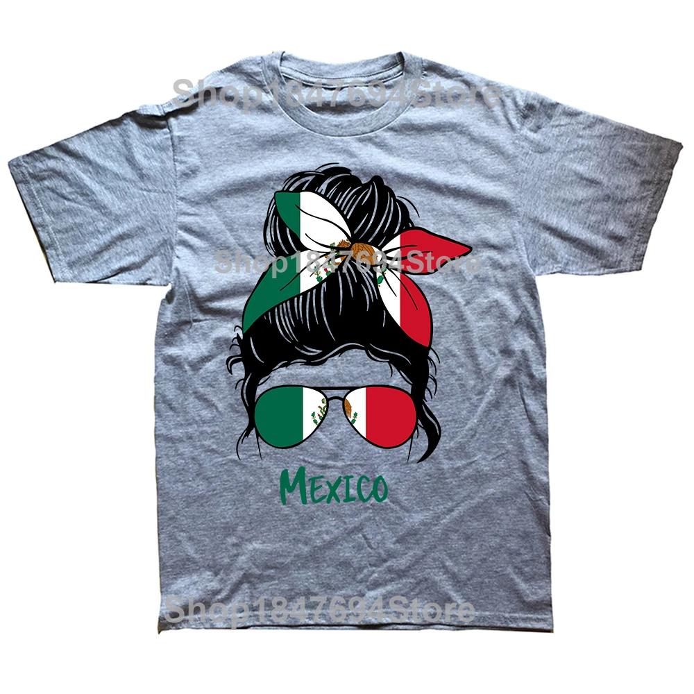 Funny Mexican Girl Hair Flag Mexico Pride T Shirt Tee Tops Round Neck ShortSleeve Fashion Tshirt Clothing Casual Basic Tshirts