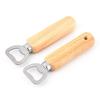 Thickened Stainless Steel Beer Opener Eco-friendly Wooden Handle Non-toxic Rust-proof for Home Bar Family Gathering Use