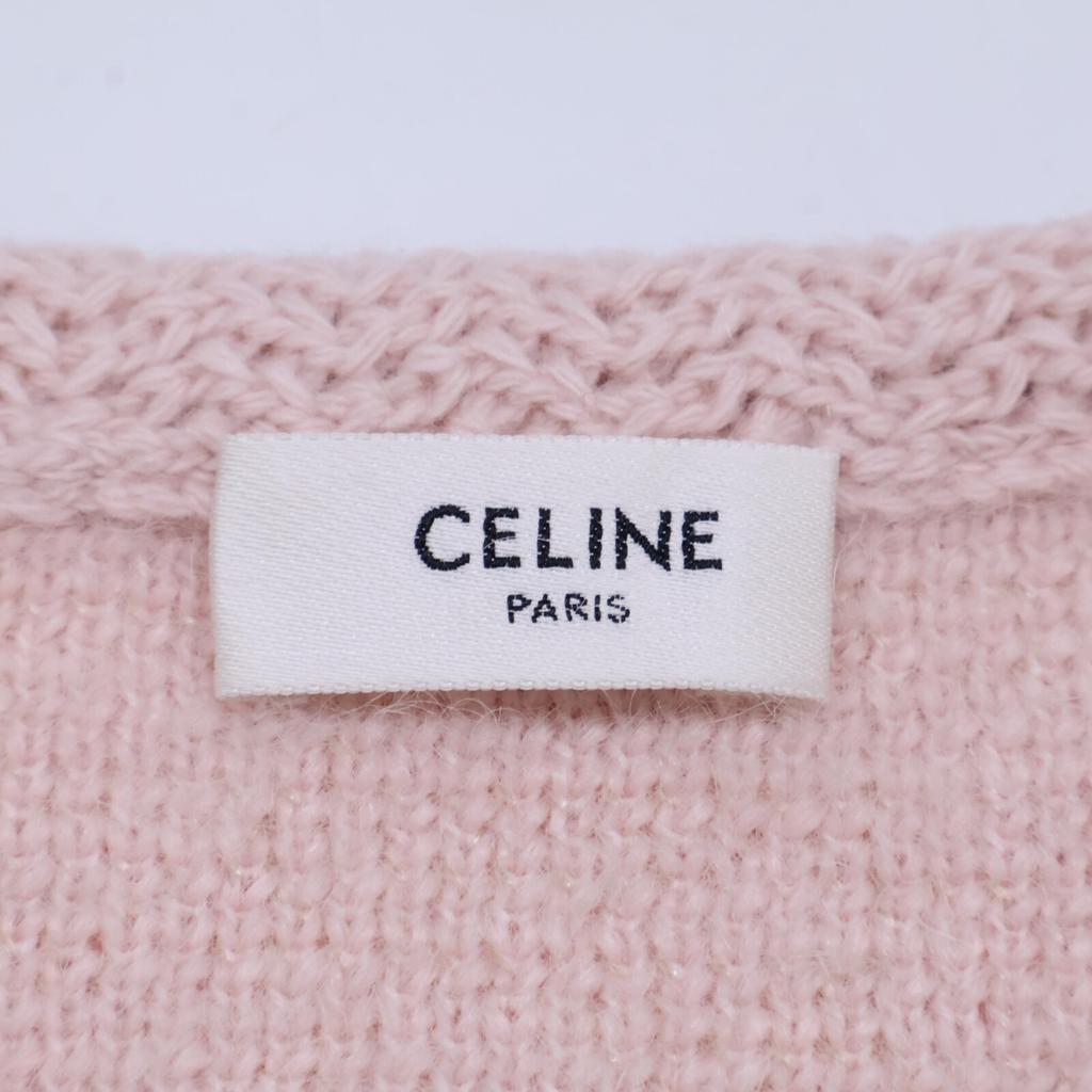 Celine Domestic Regular 23AW 2A43Y270R Chasseur Jacket Brushed Mohair Knit Jacket M Pale pinkUsed