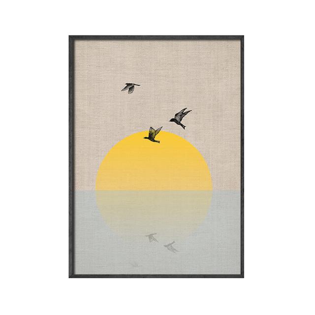 Sonnenuntergang Landschaft Nordisches Poster Wandkunst Drucke Sonne Vogel Leinwand Bild Gemälde für Wohnzimmer Innendekoration Ohne Rahmen