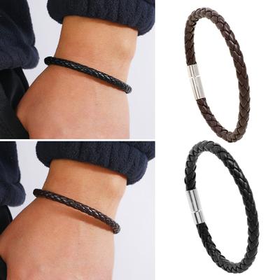 Suni Deri Örgülü Bileklik El Yapımı Lüks Düz Renk Günlük Unisex Bileklik Bilek