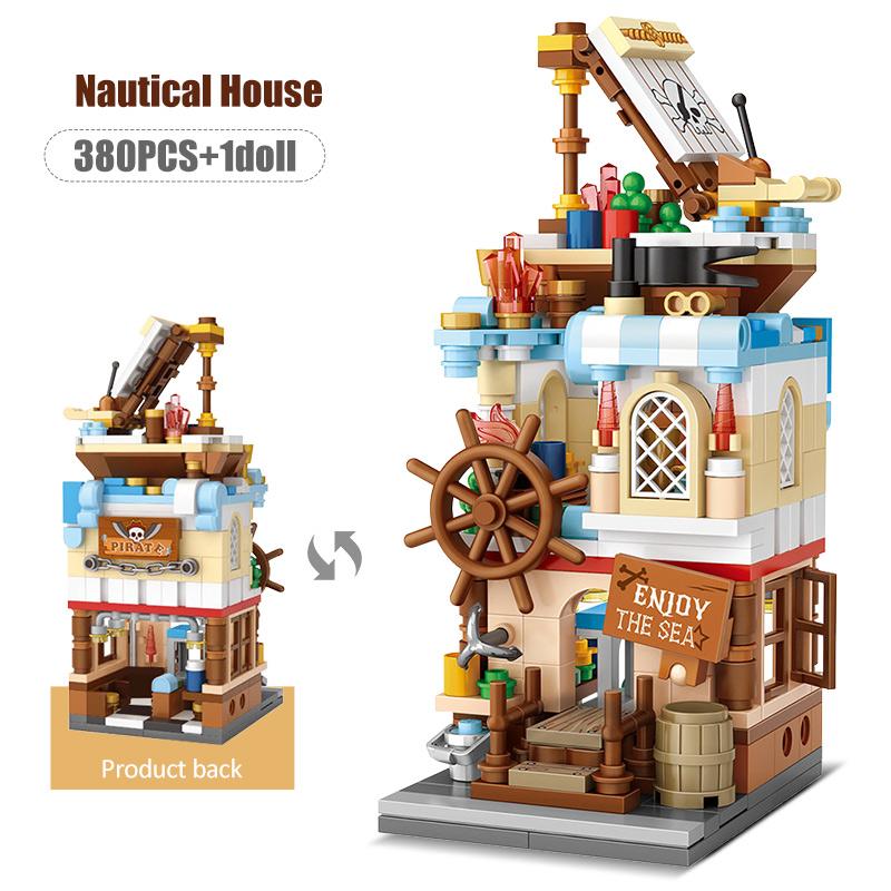 Mini City Street View Magic House Building Blocks Friends Figures Architecture Cottage Bricks Toys For Children Gifts