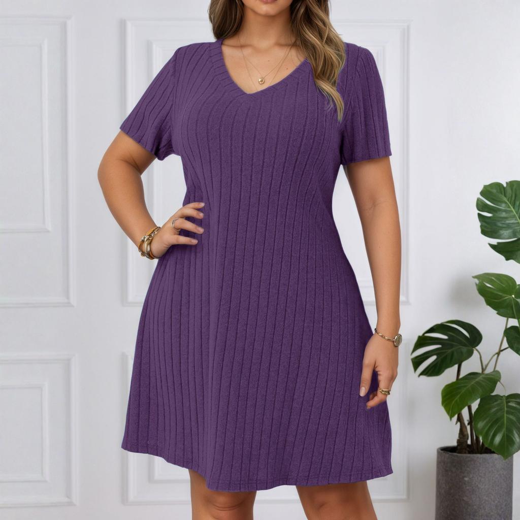 Women's Dress Casual Flowy Dresses V-neck Vocation Boho Beach Sundress
