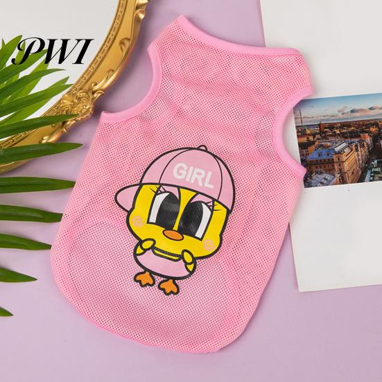 Pet Apparel Vest Cartoon Pattern Wear Resistant Polyester Dog Ultra-Thin Sleeveless Sunscreen Print Supplies Outfit
