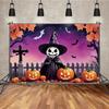 MOON.QG Fence Pumpkin Halloween Photo Background Cross Bats Autumn Backdrops For Photography Banner Poster Decoration Photozone