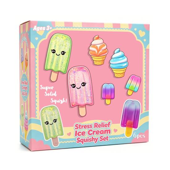 

6Pcs Ice Cream Squeeze Toy Ultra Soft Squeeze Toy Slow Rise Sensory Fidget Toys for Stress Relief Anxiety Party Favors A