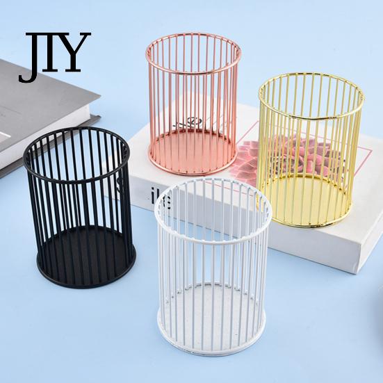 Open Frame Pen Stand Metal Holder, Nordic Desk Organizer for Makeup Brushes, Anti-oxidation Anti-Rust Multifunctional Storage Basket Pencils