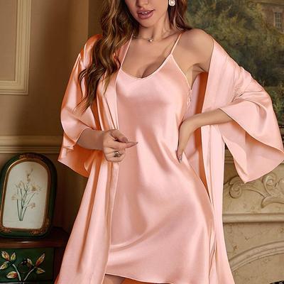 Women’s Plus Size Summer Pajama Set: Robe & Camisole - Sexy & Comfortable