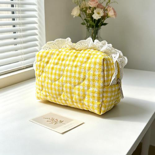 Ins Fresh Red Cherry Quilted Cosmetic Bag Fashion Small Large Toiletry Makeup Storage Bag Cute Lipstick Sanitary Napkin Case
