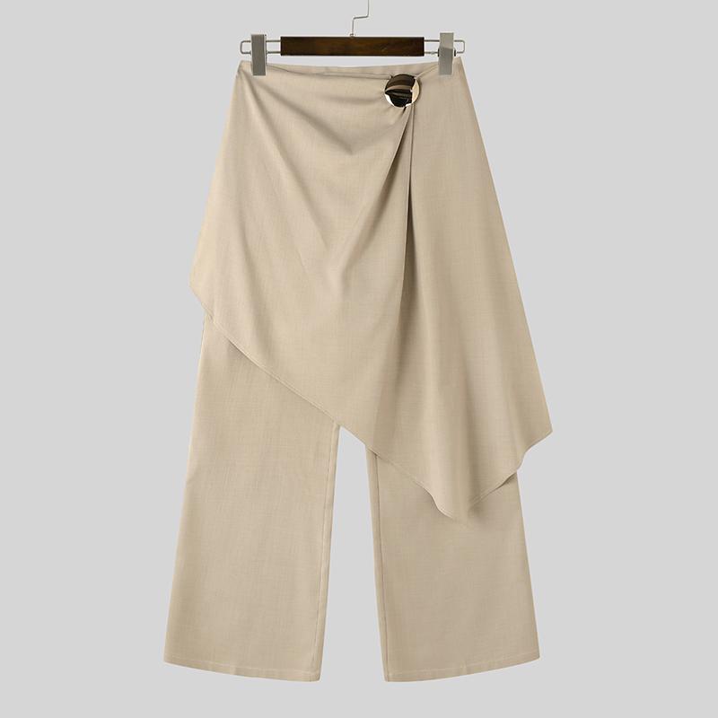 INCERUN Herren Reißverschluss Unregelmäßige Lagen Lässige Lange Gerade Hosen Hose