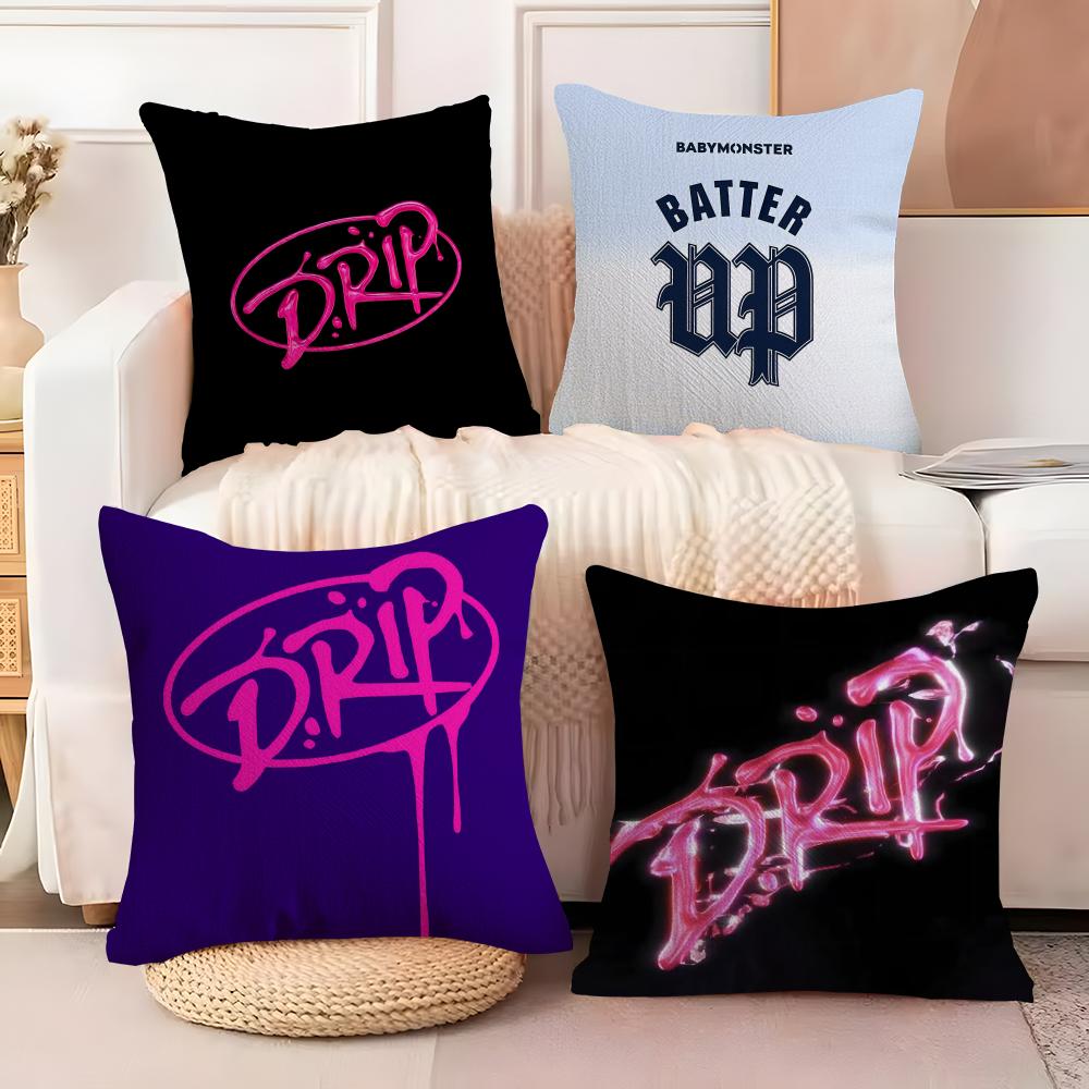 Cool KPOP BBABYMONSTER Pillow Case Silky elegant Comfort Sofa Bed Invisible zipper