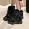 Round Toe Platform Women's Snow Boots Winter Furry Ladies Shoes 2025 New In Comfortable and Elegant Goth Y2k Novelty Hot Booties