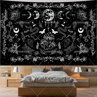Academia Witchy Witchcraft Wall Hanging Tapestry Moth Moon Skulls Tapestries Aesthetic Room Decor Skeleton Tapestrys Wallpapers