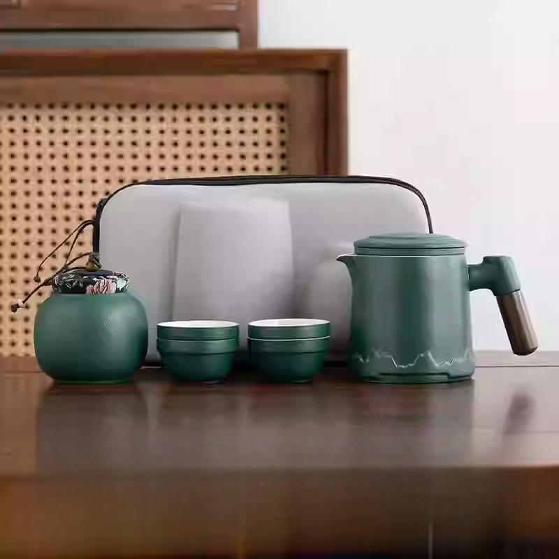 Portable Travel Tea Set Outdoor Portable Kung Fu Brewing Teapot Teacup Small Set Easy Camping Business Trip