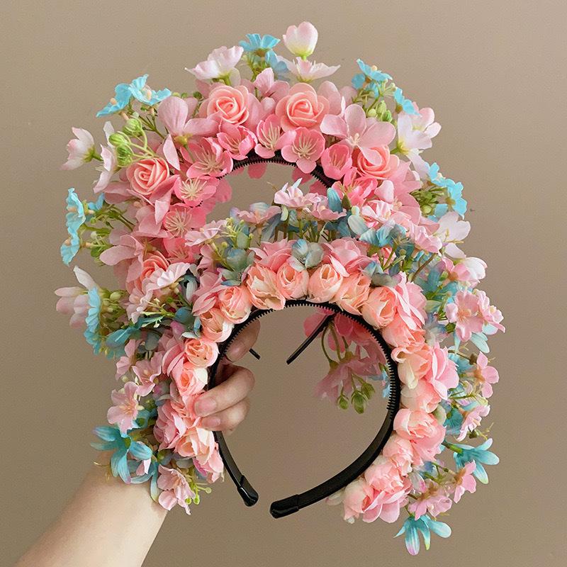 Künstliches Stoffblumen-Haarband für Damen, ethnische Haarbänder, künstliche Krone, Kranz, Party-Kopfschmuck