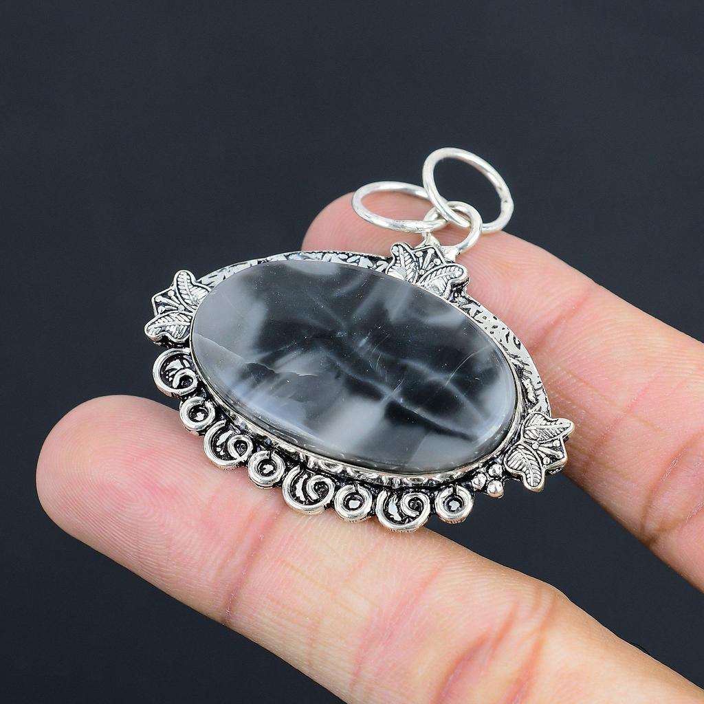 Sterling Silver Oval Fume Agate Gemstone Daughter Anniversary Unique New Pendant