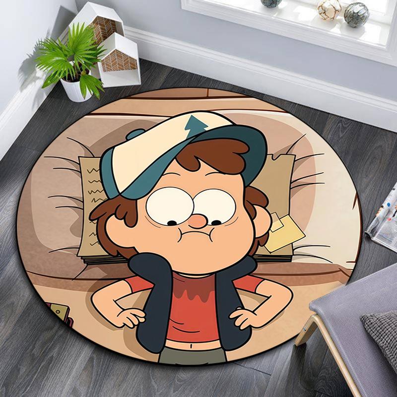 Dipper Pines pattern round rug,Carpet Rug for Living Room Bedroom Playroom ,Non-slip Floor Mat,Holiday Gifts and Birthday Gifts.