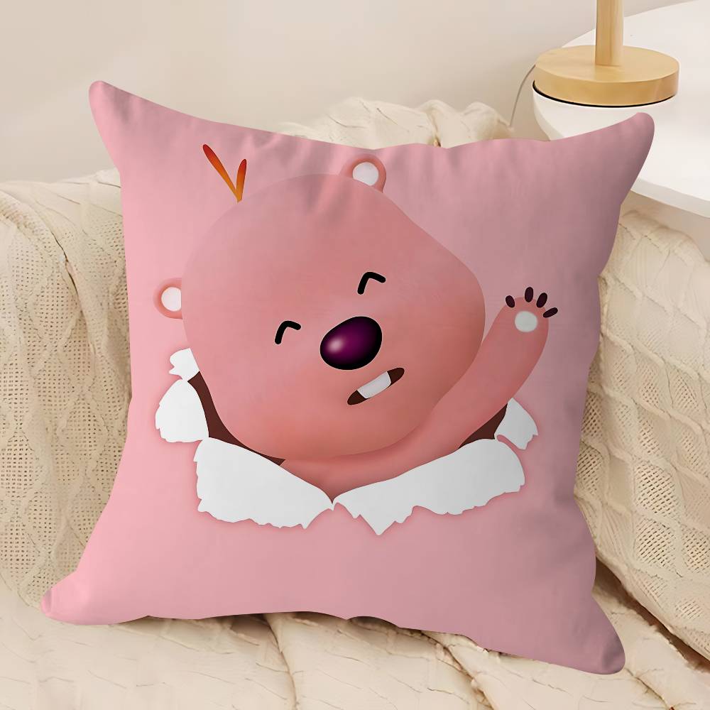 

P-Pororos Cute L-Loopy Cushion Cover Car Throw Pillow Case For Sofa Car Christmas Gift 40x40cm 45x45cm 12x12Inch