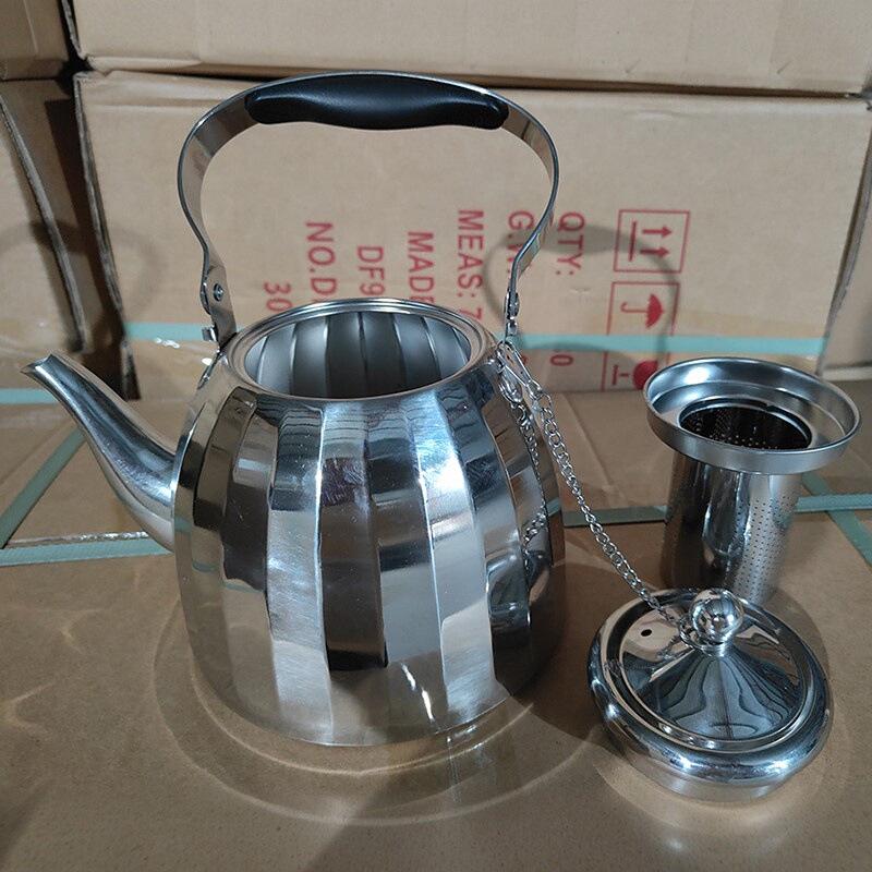 Large Capacity Stainless Steel Teapot with Handle and Filter for Hotel and Restaurant Use