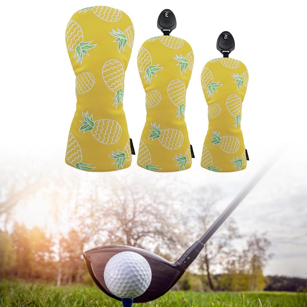 3Pcs Golf Club Head Cover Wood Headcover Wear Resistant Funny Portable Protector