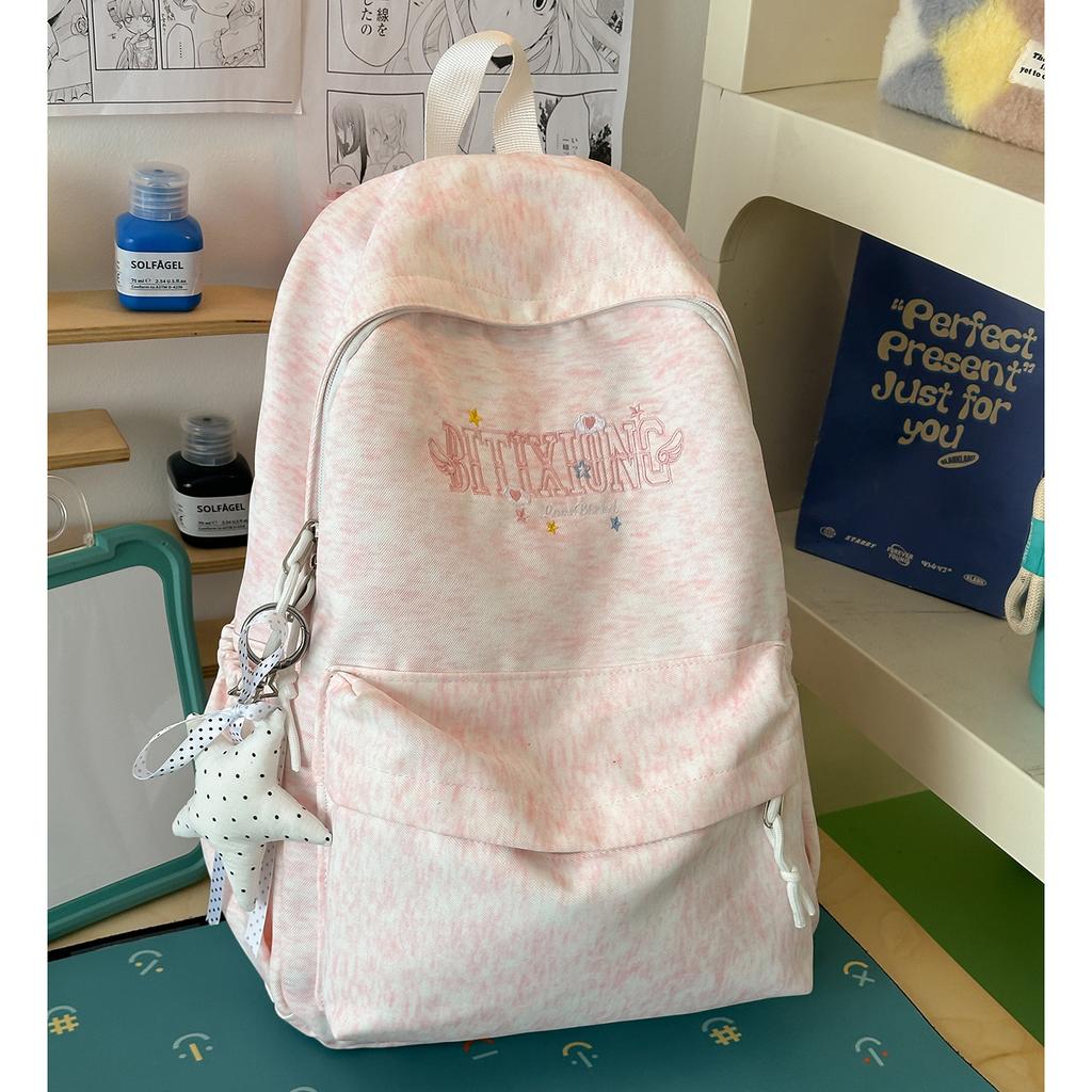 Schoolbag Junior high school student schoolbag female new cute large capacity embroidered student backpack simple versatile college backpack